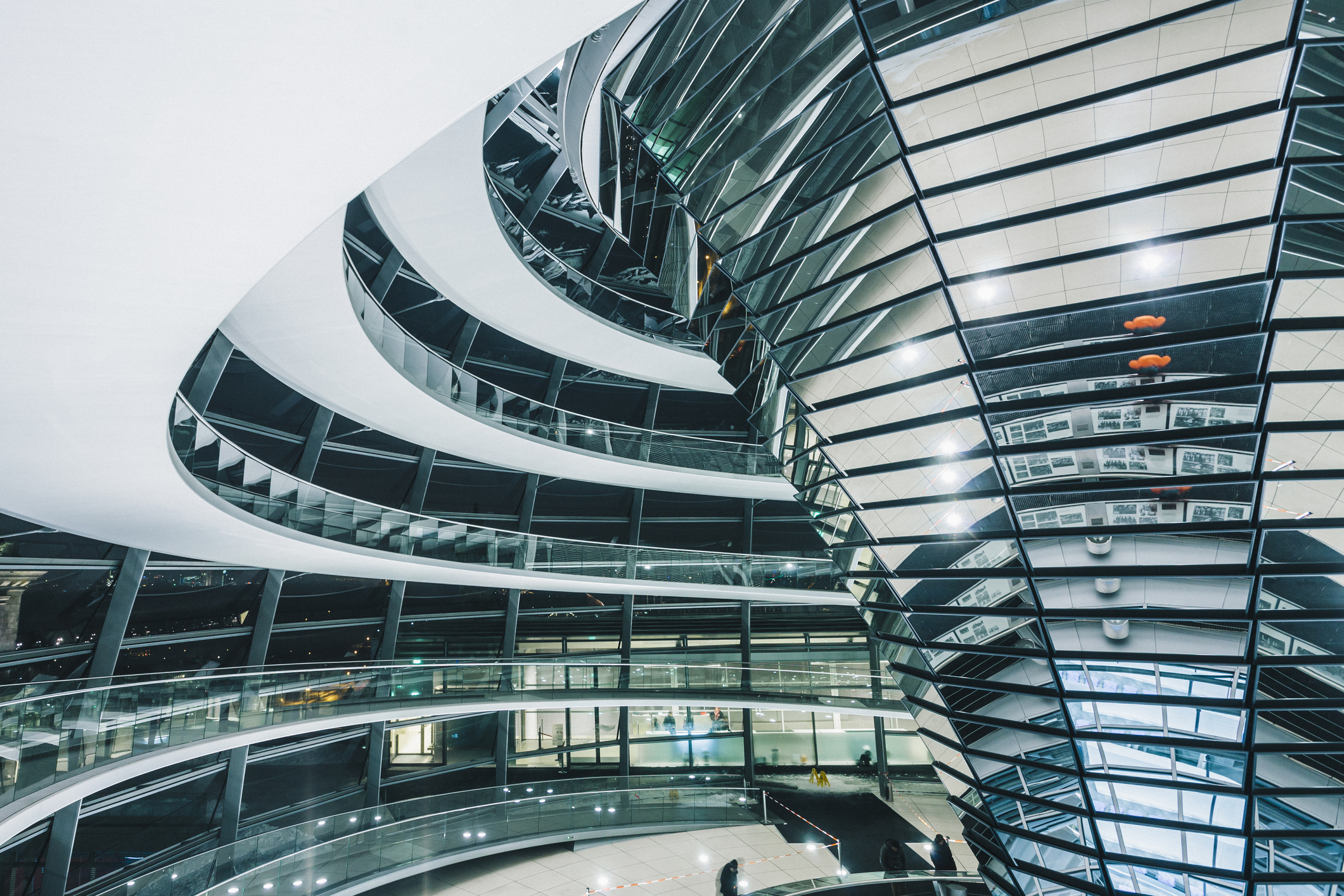 Inside the Reichstag glass dome building in Berlin, Germany